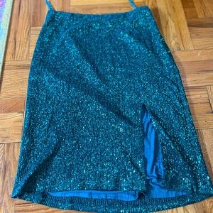 MAEVE by ANTHROPOLOGIE sequin midi skirt size 1x teal